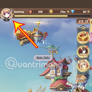 Ấn vào biểu tượng Avatar của nhân vật.