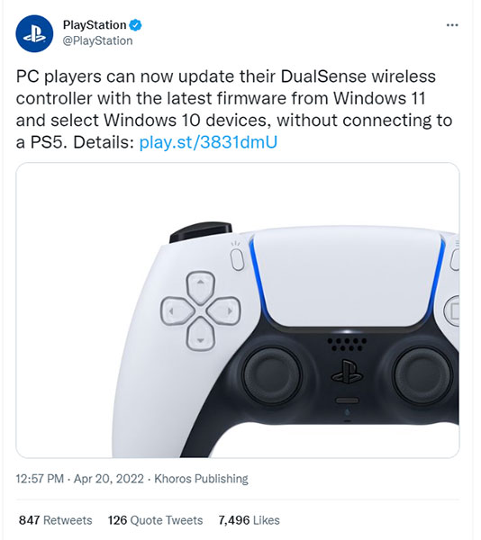 Sony chính thức cho phép cập nhật firmware tay cầm DualSense trên Windows