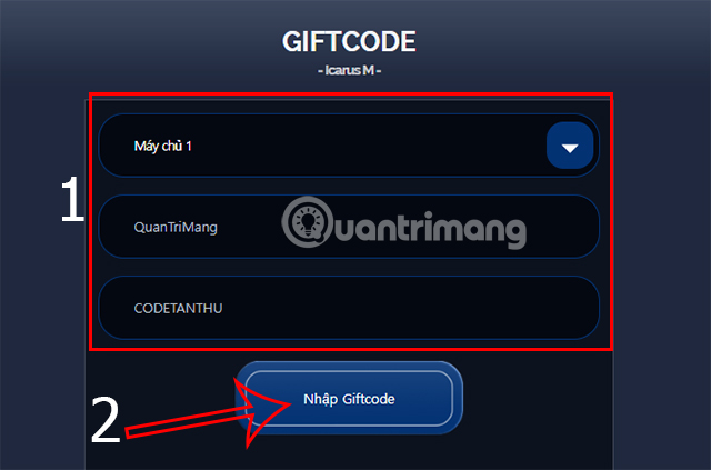 Tiến hành nhập giftcode Icarus M Việt Nam