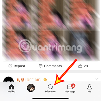 At the main Weibo interface, select Discover.