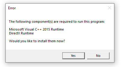Game sẽ yêu cầu bạn cài đặt Microsoft Visual C++ nếu thiết bị chưa cài đặt 