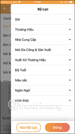 Bộ lọc sách trên Fahasa