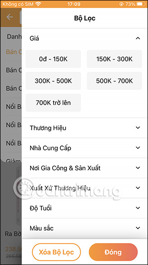 Chon sách theo giá tiền