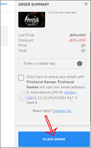 Tải game xuống tài khoản Epic Games Store