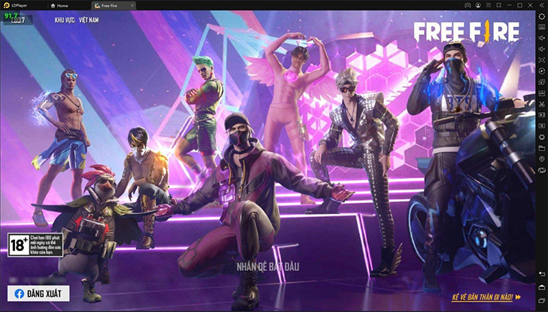 Giao diện Free Fire trên LDPlayer