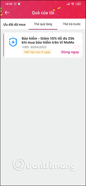 Thẻ quà tặng từ MoMo