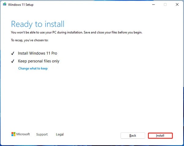 Xác nhận thiết lập lại máy tính Windows 11