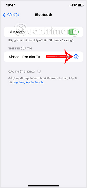 AirPods information on iPhone