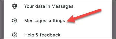 Nhấp vào mục “Messages Settings” 