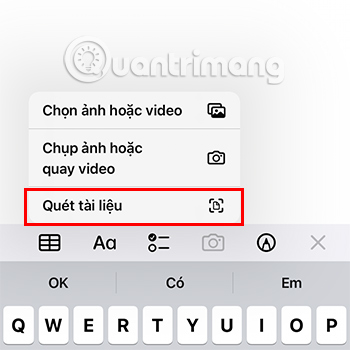 Chọn Quét tài liệu