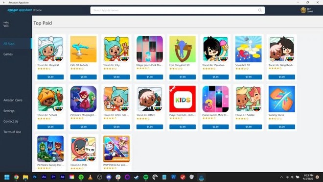 Danh mục top game trả phí của Amazon Appstore