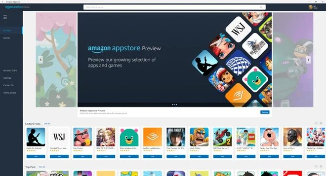 Giao diện Amazon Appstore