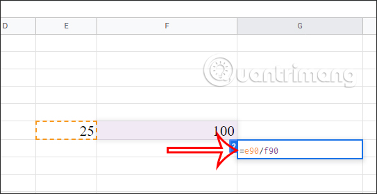 Division calculation in Google Sheets