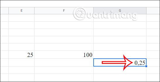 Calculate division in Google Sheets