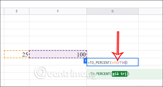 Show percentage in Google Sheets