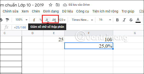 Meat percentage in Google Sheets