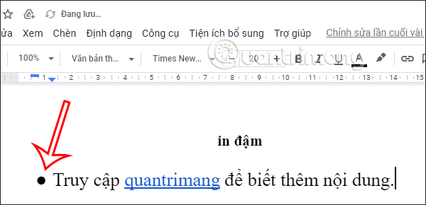 Tạo list trong Google Docs