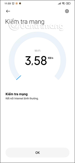 Thông báo kiểm tra tốc độ mạng
