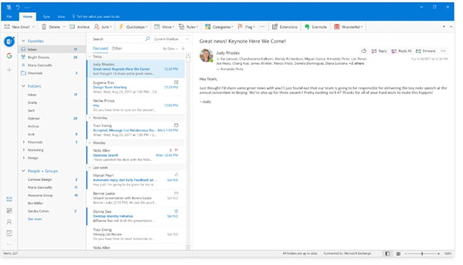 Outlook rất phù hợp với những người có số lượng email lớn