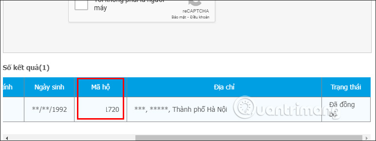 Mã sổ hộ khẩu điện tử