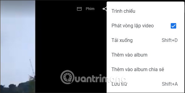 Tùy chọn video tại Google Photos PC