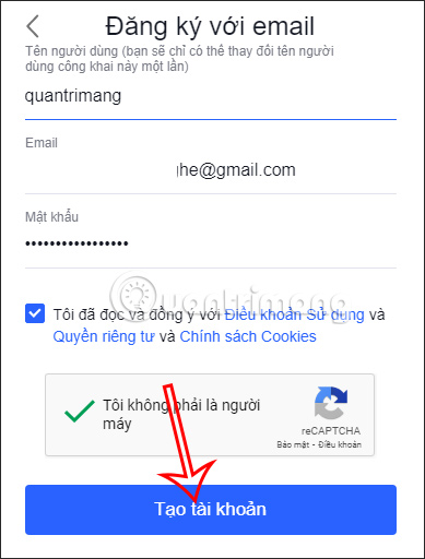 Thông tin tài khoản TradingView