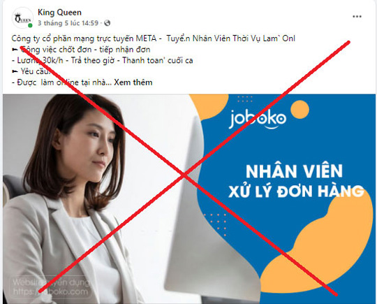 Thông tin tuyển dụng giả danh META.vn có dấu hiệu lừa đảo