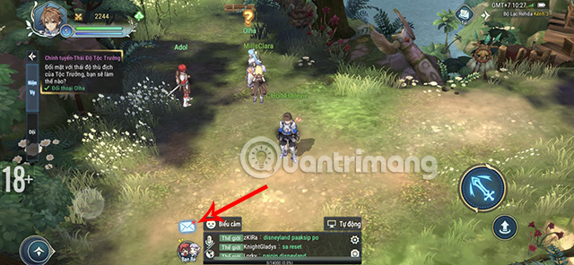 Ấn vào mục Thư trong giao diện game