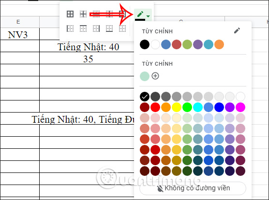 Cách tạo màu viền ô trong Google Sheets - Ảnh minh hoạ 3