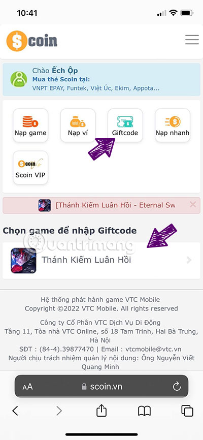code thanh kiem luan hoi