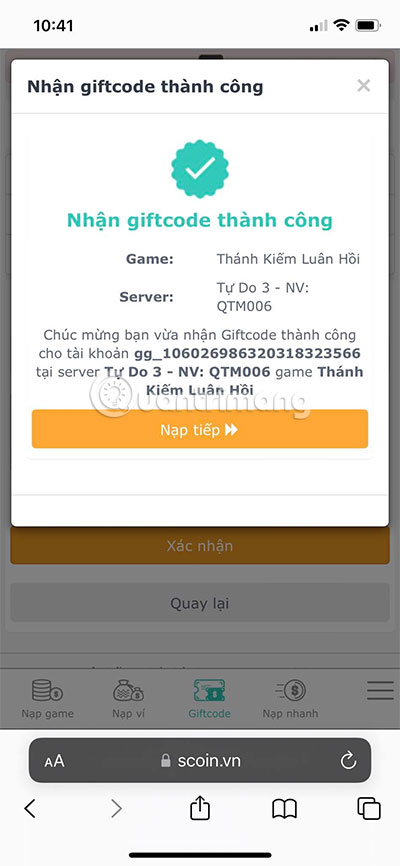 giftcode TKLH
