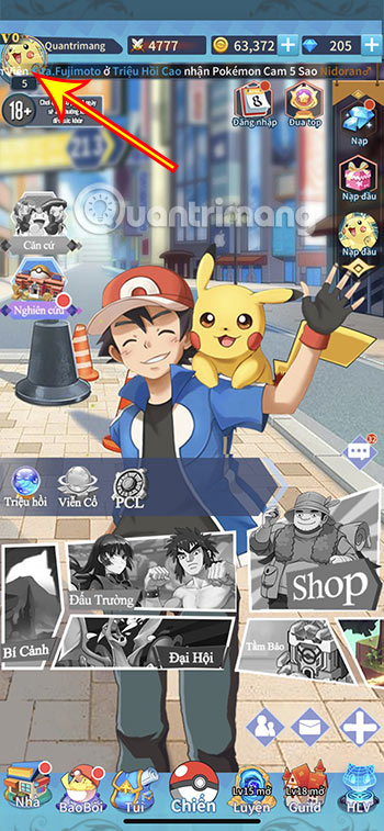 Ấn vào biểu tượng Avatar ở góc trên cùng bên trái.