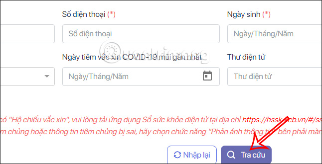 Điền thông tin cá nhân