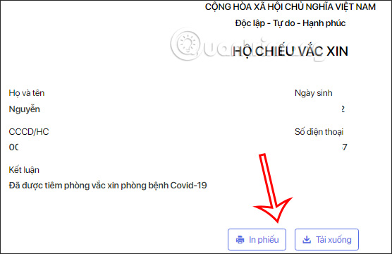 Thông tin hộ chiếu vắc xin 