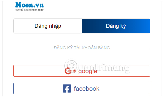 Choose to create a Moon.vn account