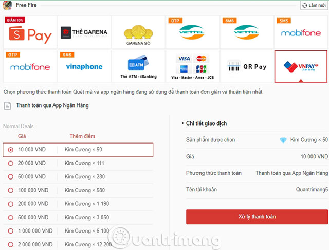 nạp thẻ ff bằng tin nhắn