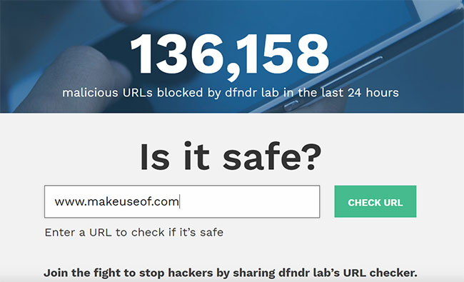 Kiểm tra xem liên kết có an toàn hay không với PSafe Dfndr Lab