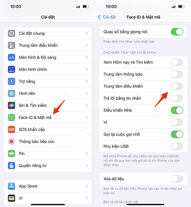 Vô hiệu hóa Control Center ở màn hình khóa iPhone.
