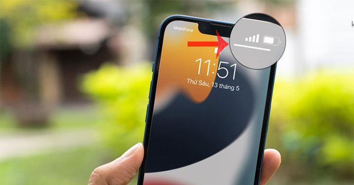Phần gạch dưới biểu tượng pin trên iPhone 