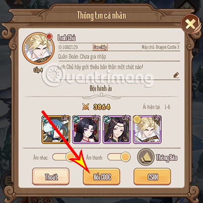  Ấn vào Đổi mã tại cửa sổ mới xuất hiện.