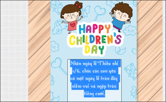 Thiệp chúc mừng Quốc tế Thiếu nhi - ngày 1/6:
Trung tâm chăm sóc trẻ em Mầm non Kim Đồng III cùng các giáo viên và phụ huynh sẽ tổ chức một buổi tiệc vui nhộn để chào đón ngày quốc tế thiếu nhi 1/