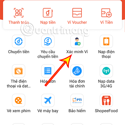 Bấm vào Xác Minh Ví để tiến hành xác thực thông tin của bạn.