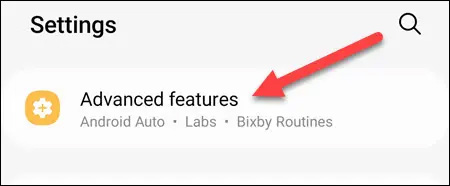 Bấm chọn mục “Advanced Features”