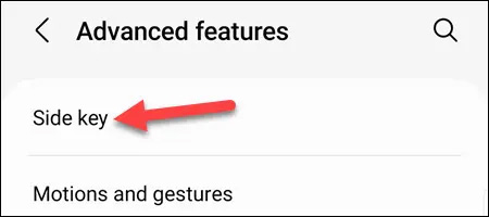 Bấm vào mục "Side Key"