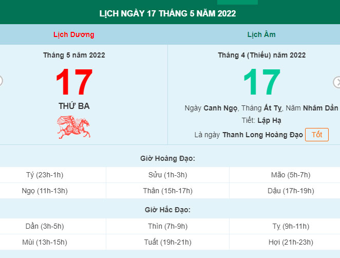 Xem lịch ngày 17-5-2022.