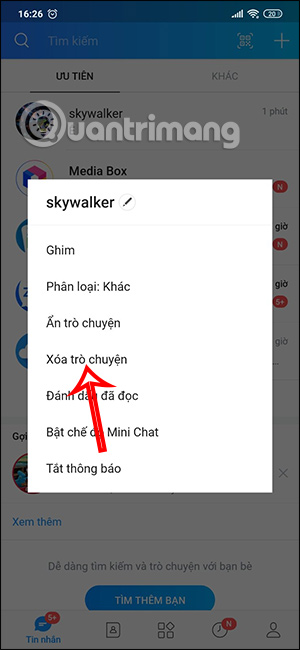 Xóa tin nhắn trên Zalo