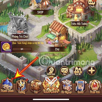 Truy cập vào giao diện chính của game, mục Thành Chính.