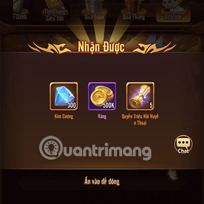 Thông báo nhập code thành công