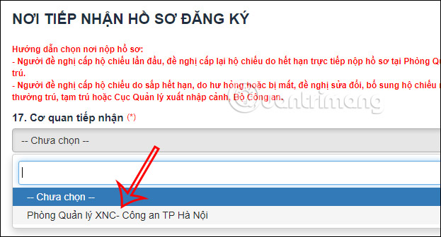 Cơ quan tiếp nhận hồ sơ làm hộ chiếu