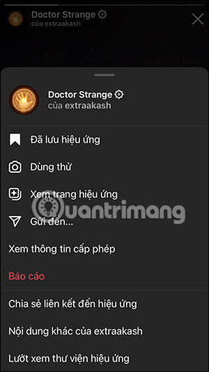 Lưu hiệu ứng vào album